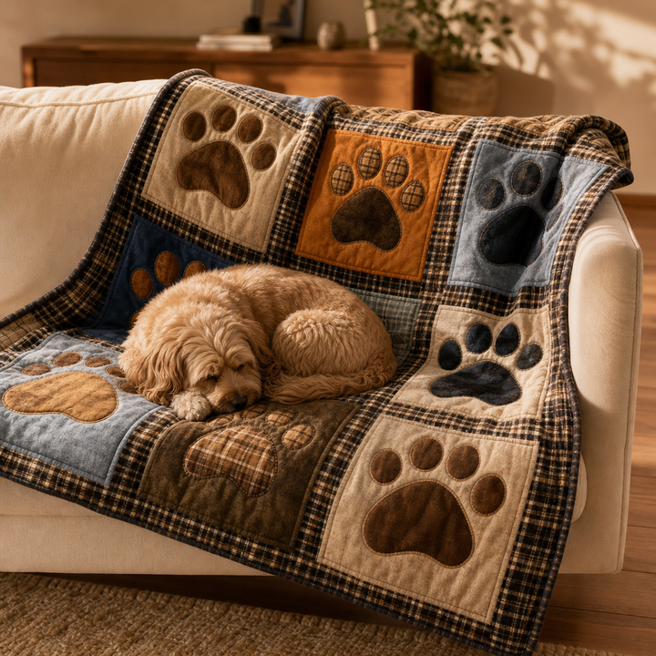 Paw Print Flannel Blanket – Soft on Both Sides for Couch and Bed