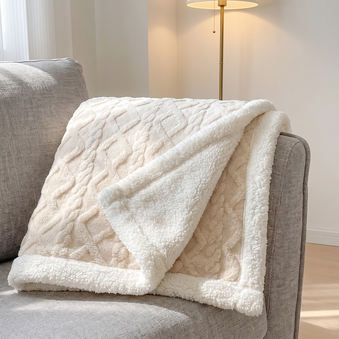 Reversible Brushed Sherpa Blanket – Heavy, Warm and Soft