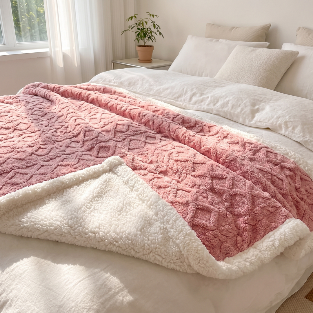 Reversible Brushed Sherpa Blanket – Heavy, Warm and Soft
