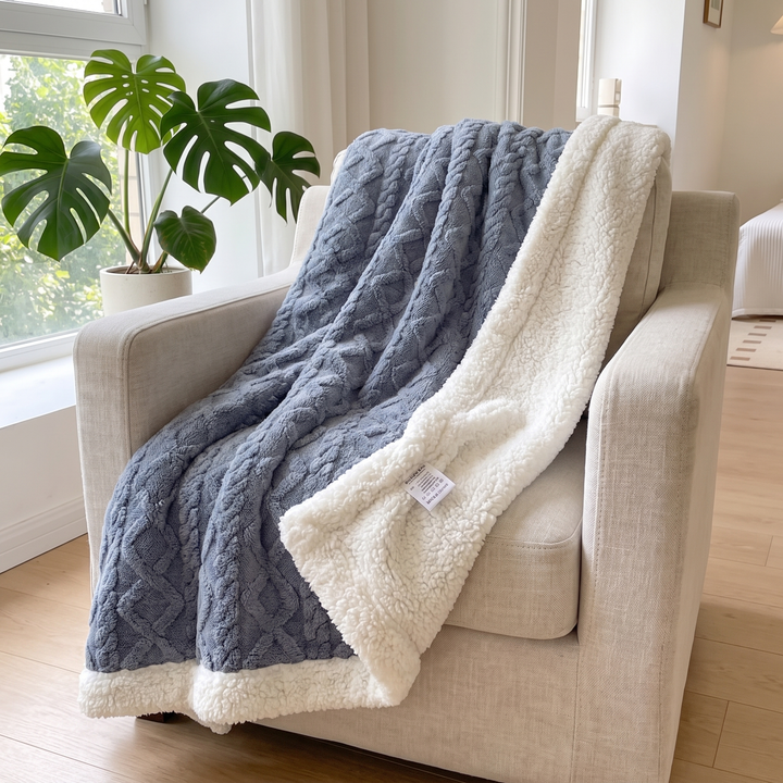 Reversible Brushed Sherpa Blanket – Heavy, Warm and Soft