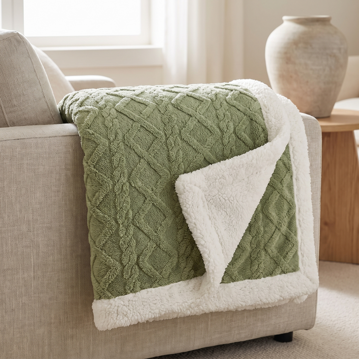 Reversible Brushed Sherpa Blanket – Heavy, Warm and Soft