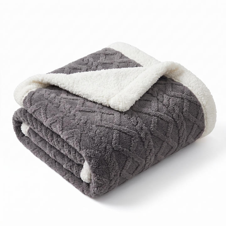 Reversible Brushed Sherpa Blanket – Heavy, Warm and Soft