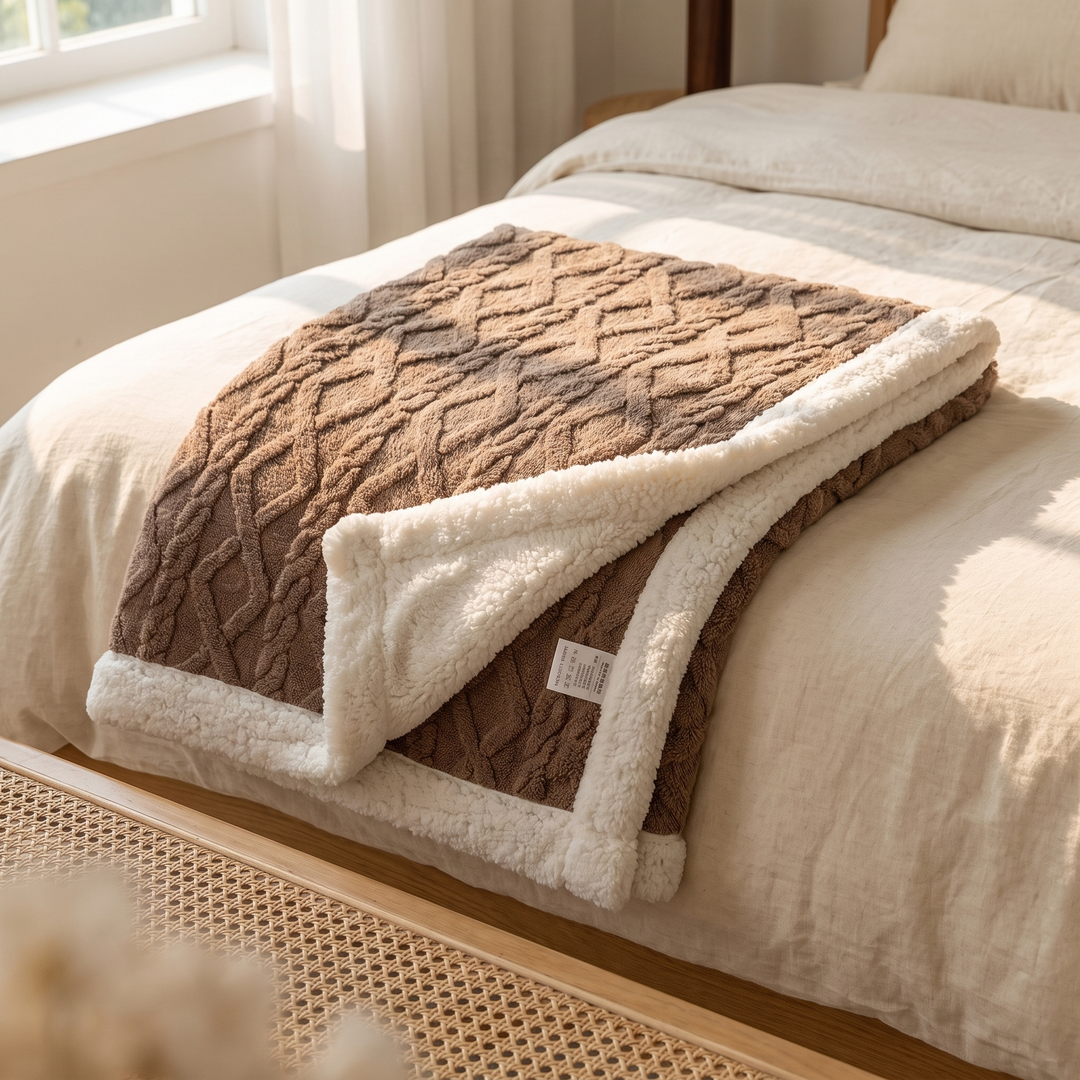 Reversible Brushed Sherpa Blanket – Heavy, Warm and Soft