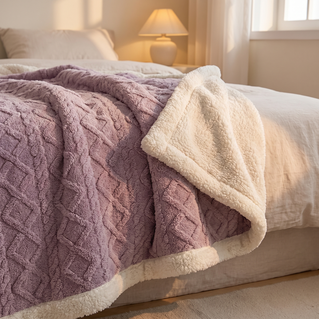 Reversible Brushed Sherpa Blanket – Heavy, Warm and Soft