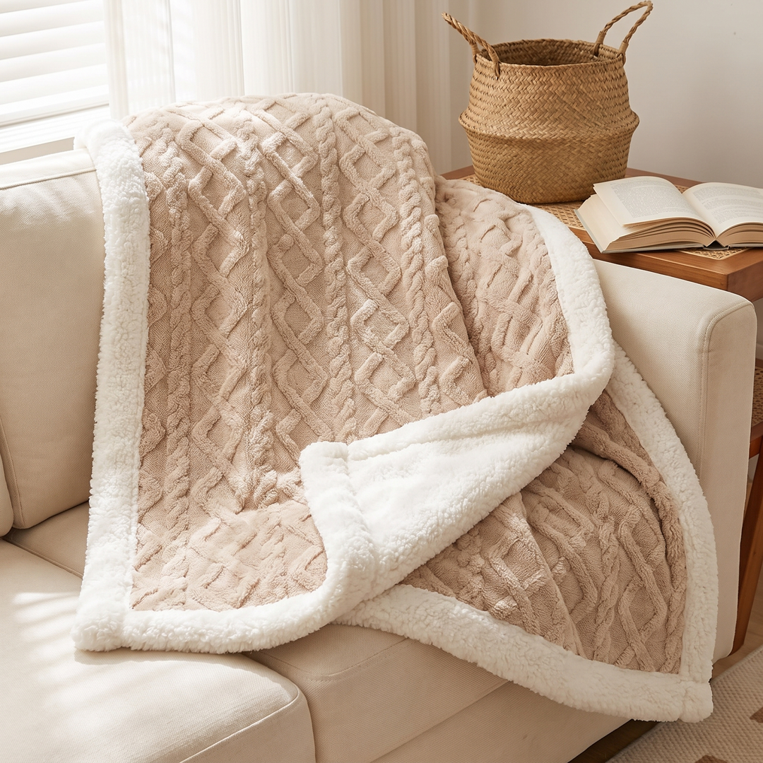 Reversible Brushed Sherpa Blanket – Heavy, Warm and Soft