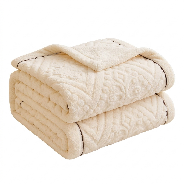 Mandala Carved Velvet Sherpa Blanket, Plush and Warm