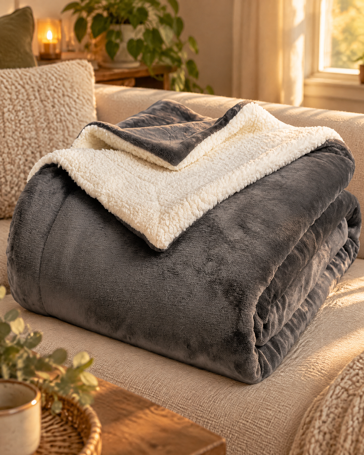 Reversible Sherpa Fleece Throw Blanket – Plush on Both Sides