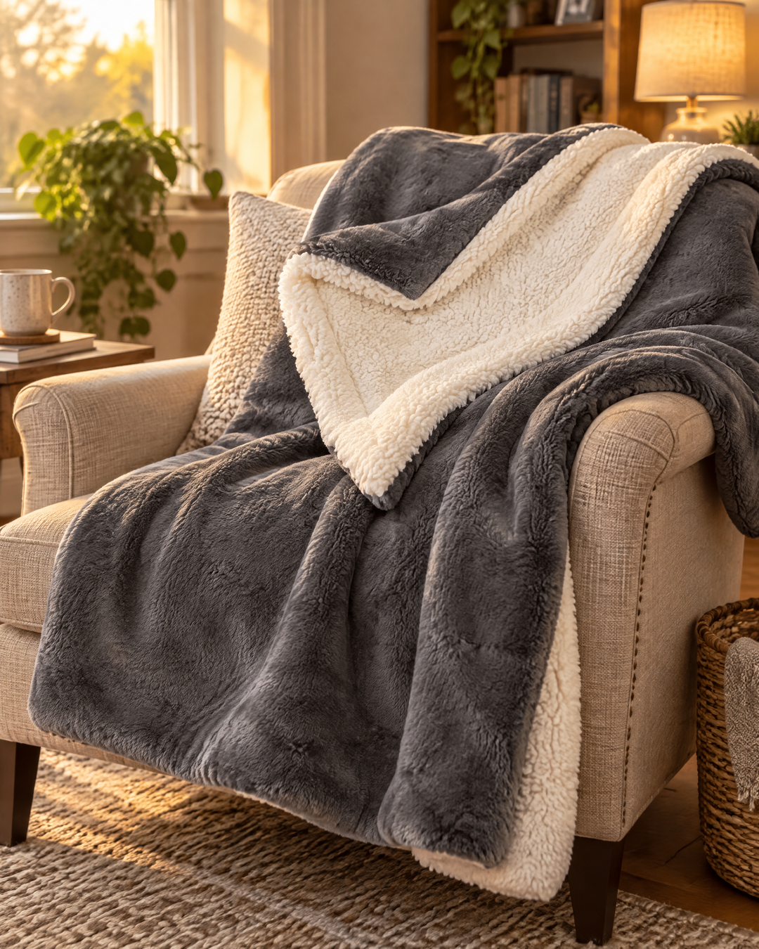 Reversible Sherpa Fleece Throw Blanket – Plush on Both Sides