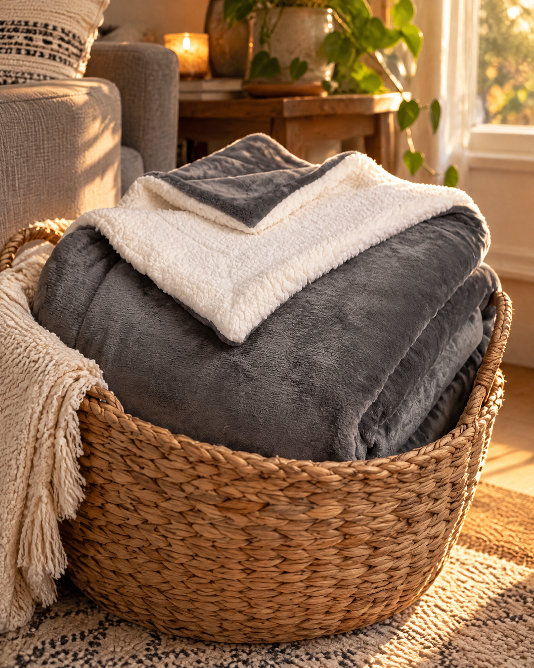 Reversible Sherpa Fleece Throw Blanket – Plush on Both Sides