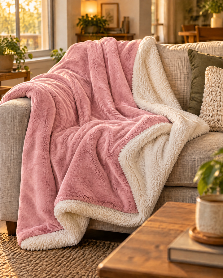 Reversible Sherpa Fleece Throw Blanket – Plush on Both Sides