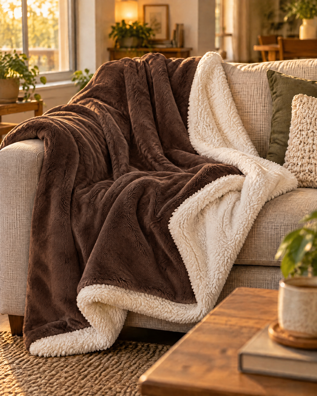 Reversible Sherpa Fleece Throw Blanket – Plush on Both Sides