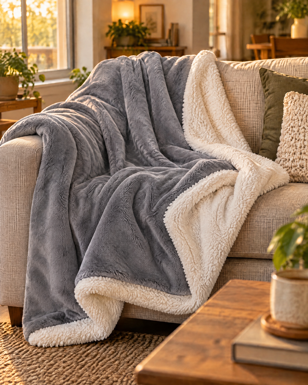Reversible Sherpa Fleece Throw Blanket – Plush on Both Sides