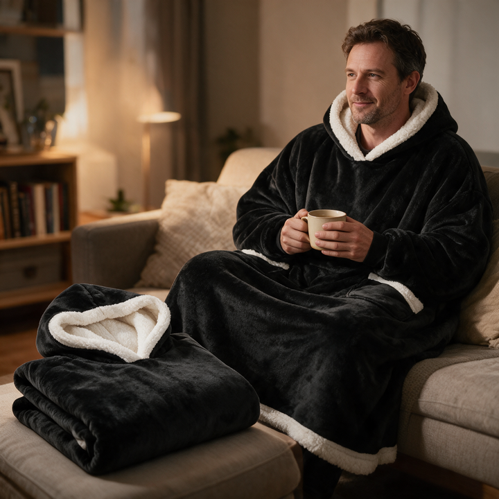 Giant Oversized Hoodie Blanket in Thick Brushed Fleece