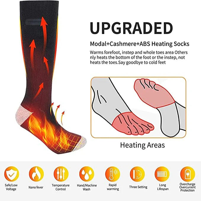 Plushley™ Rechargeable Heated Socks with 3 Heat Settings up to 120°F