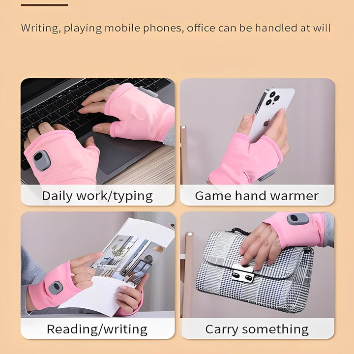 Plushley™ Fingerless Heated Gloves, USB-C Rechargeable, 3 Settings