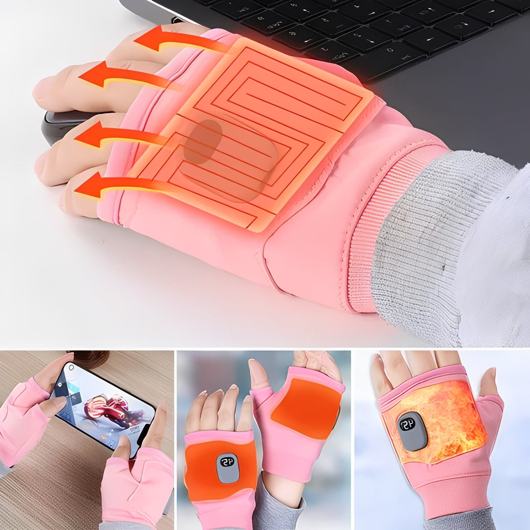 Plushley™ Fingerless Heated Gloves, USB-C Rechargeable, 3 Settings