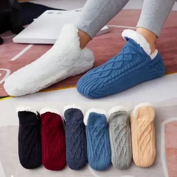 Fleece-Lined Thermal Socks with Non-Slip Silicone Grips