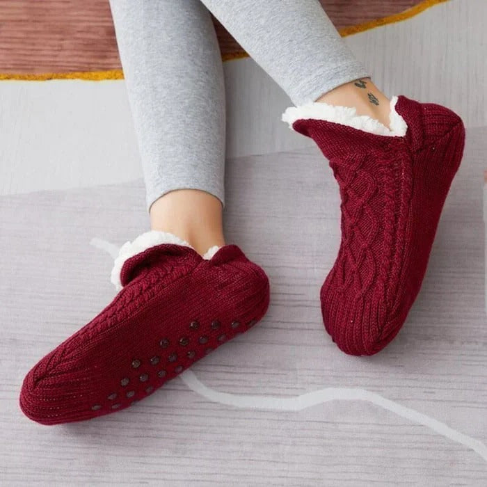 Fleece-Lined Thermal Socks with Non-Slip Silicone Grips