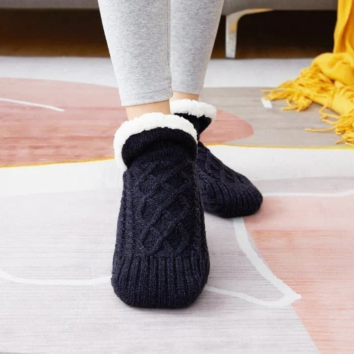 Fleece-Lined Thermal Socks with Non-Slip Silicone Grips