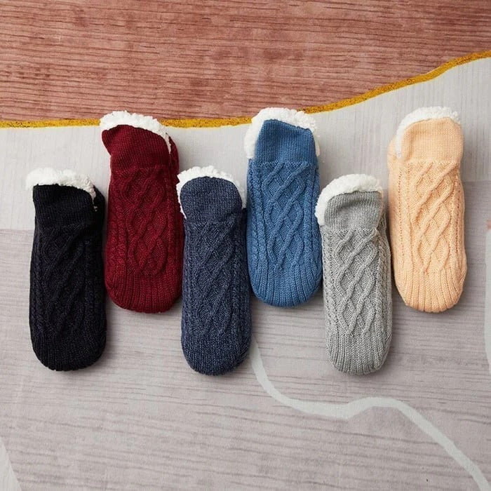 Fleece-Lined Thermal Socks with Non-Slip Silicone Grips