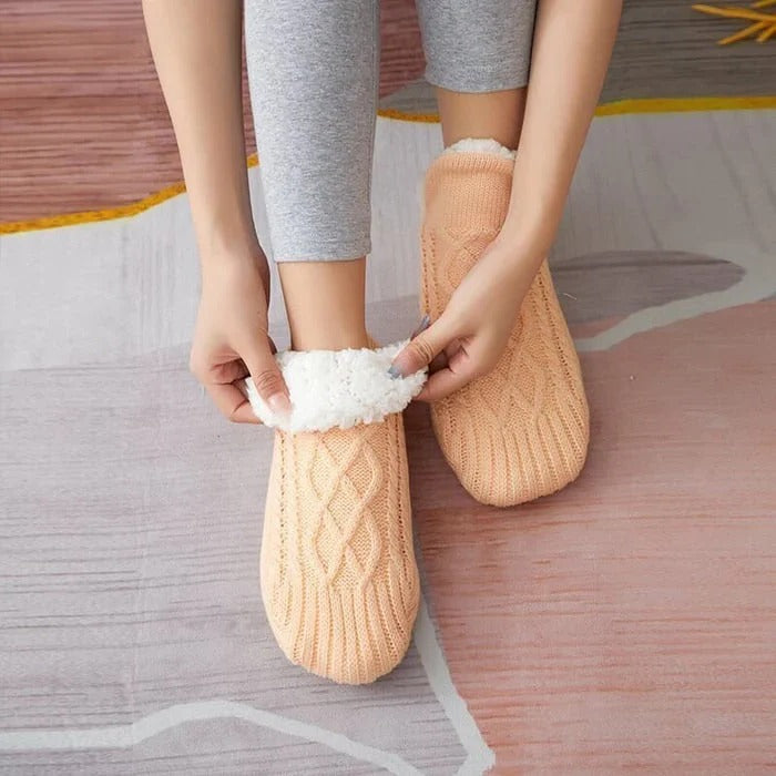 Fleece-Lined Thermal Socks with Non-Slip Silicone Grips
