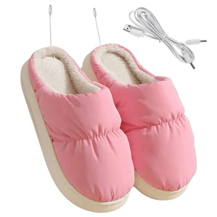 Plushley™ USB Heated Slippers with Non-Slip Sole, Plush Lined