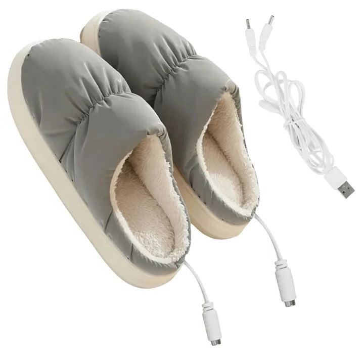 Plushley™ USB Heated Slippers with Non-Slip Sole, Plush Lined