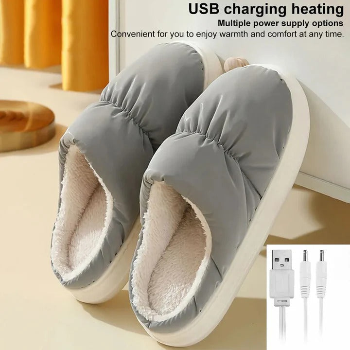 Plushley™ USB Heated Slippers with Non-Slip Sole, Plush Lined