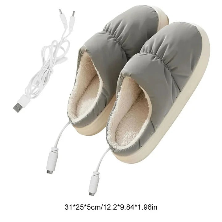 Plushley™ USB Heated Slippers with Non-Slip Sole, Plush Lined