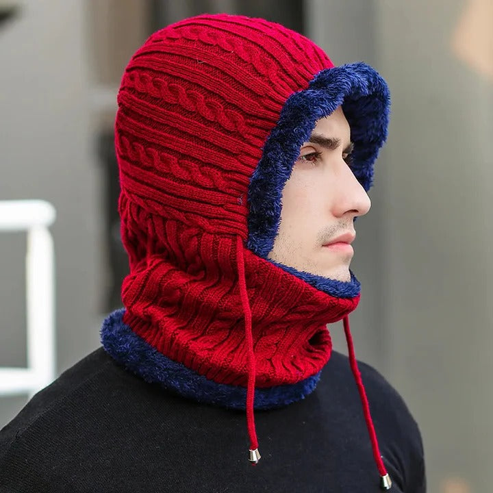 Knit Hat and Scarf Balaclava with Soft Fleece Lining