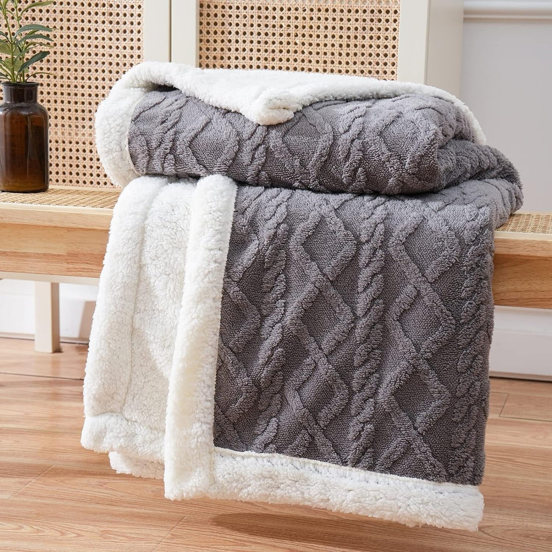 Reversible Brushed Sherpa Blanket – Heavy, Warm and Soft