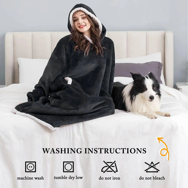 Giant Oversized Hoodie Blanket in Thick Brushed Fleece