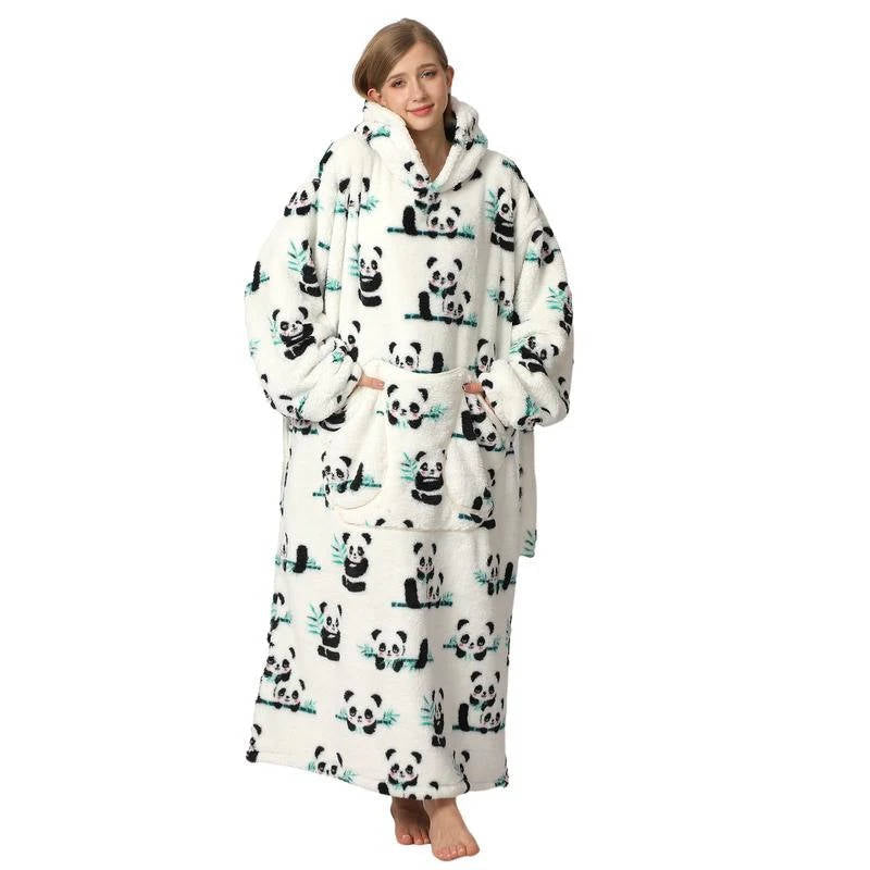 Long Wearable Blanket Hoodie with Sleeves
