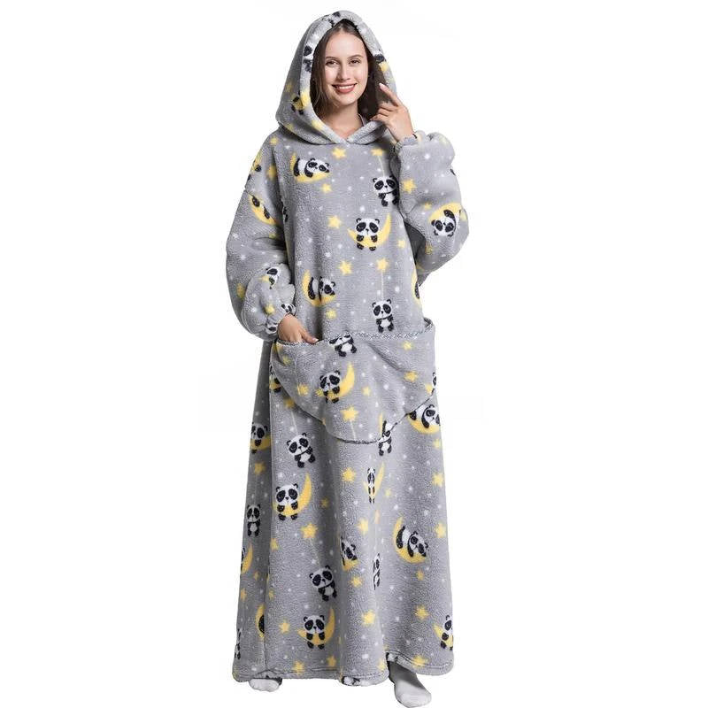 Long Wearable Blanket Hoodie with Sleeves