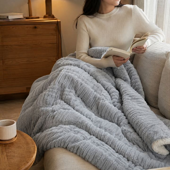 Cotton Geometric Throw Blanket With a Soft Plush Reverse