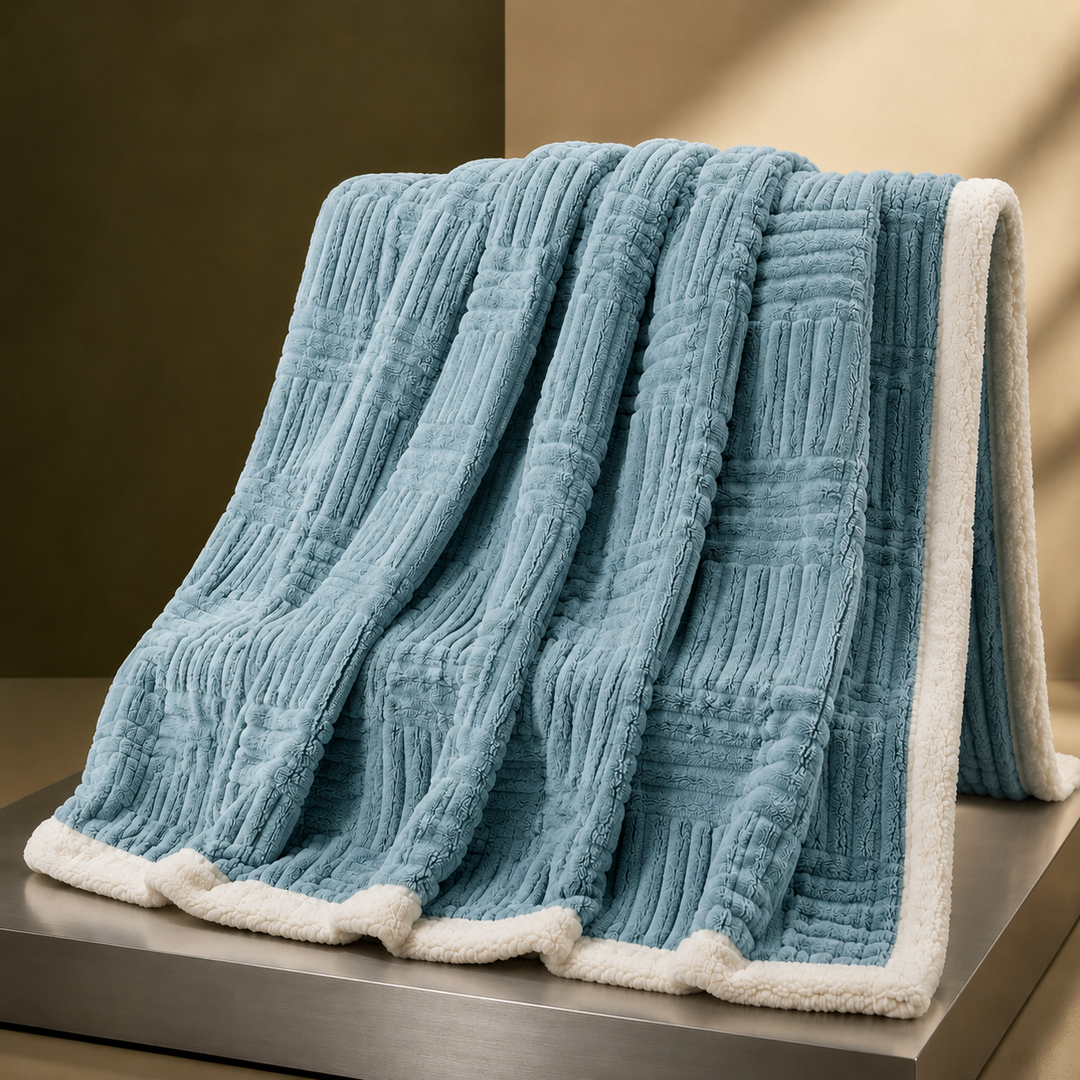 Cotton Geometric Throw Blanket With a Soft Plush Reverse