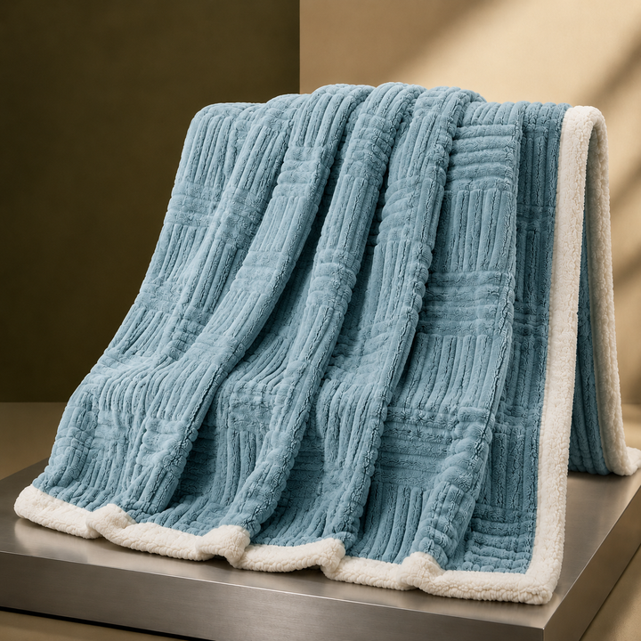 Cotton Geometric Throw Blanket With a Soft Plush Reverse