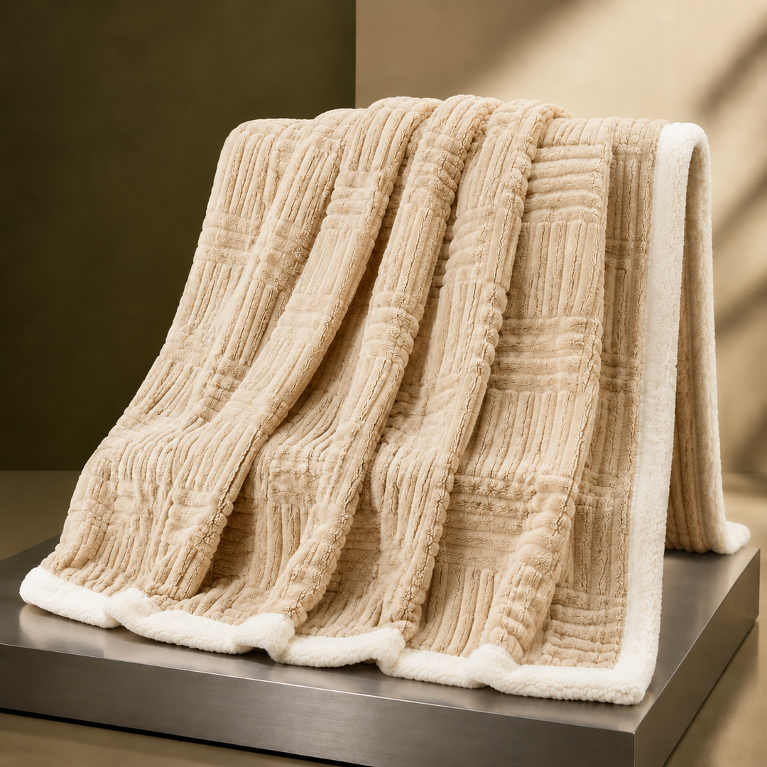Cotton Geometric Throw Blanket With a Soft Plush Reverse