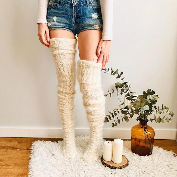 Hand-Knit Over-the-Knee Socks, Extra Long and Cozy