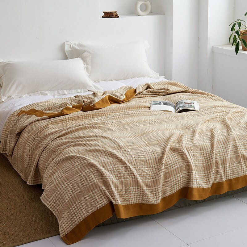 Soft Japanese Cotton Throw Blanket with Anti-Pilling Finish
