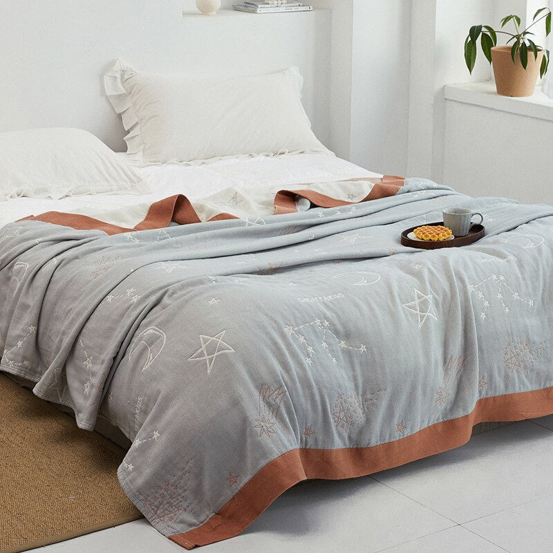 Soft Japanese Cotton Throw Blanket with Anti-Pilling Finish