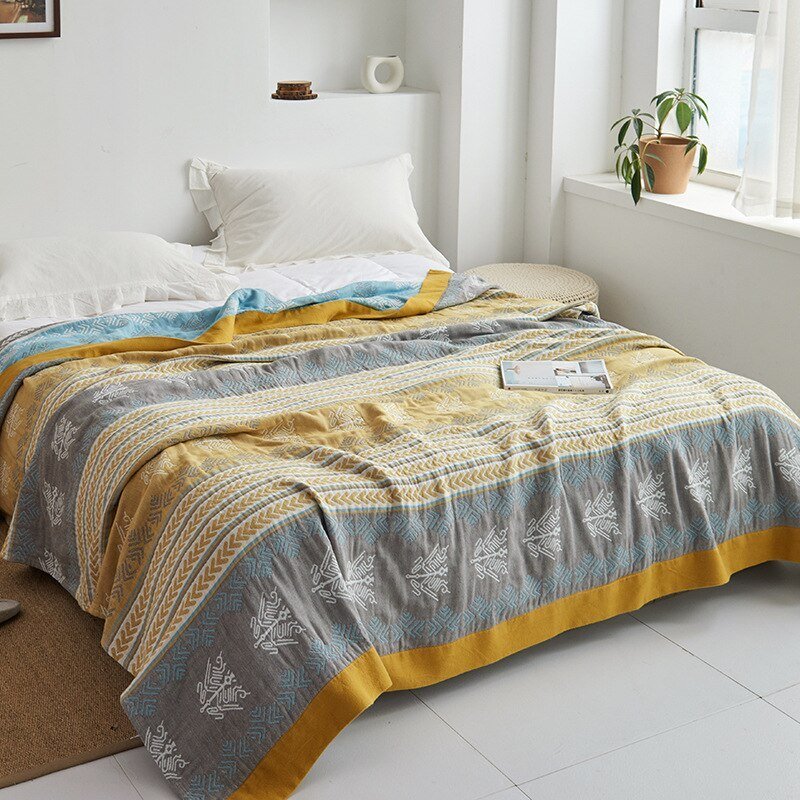 Soft Japanese Cotton Throw Blanket with Anti-Pilling Finish
