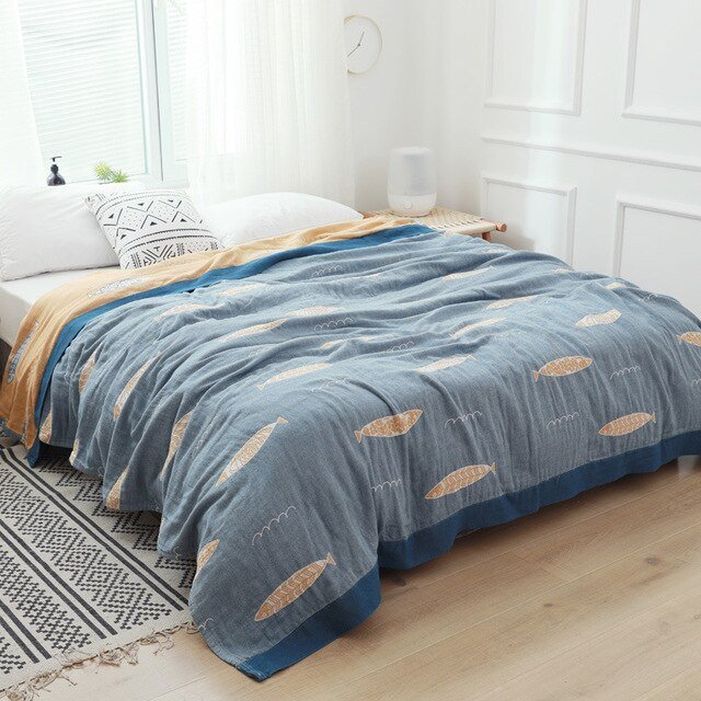 Soft Japanese Cotton Throw Blanket with Anti-Pilling Finish