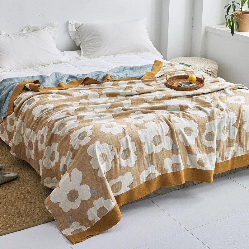 Soft Japanese Cotton Throw Blanket with Anti-Pilling Finish