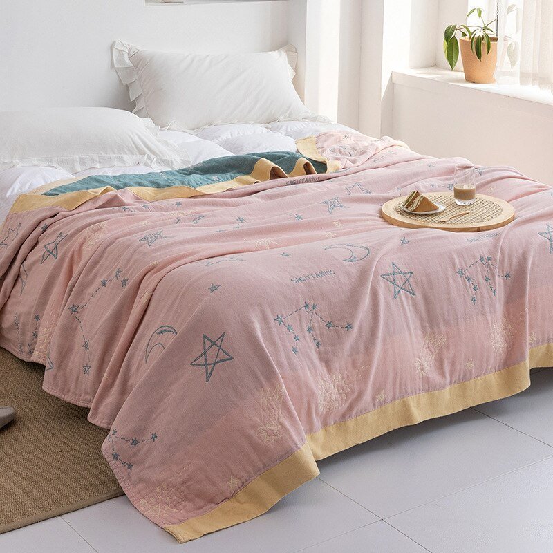 Soft Japanese Cotton Throw Blanket with Anti-Pilling Finish