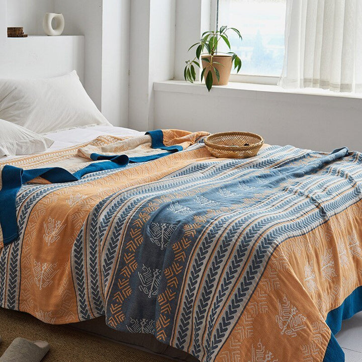 Soft Japanese Cotton Throw Blanket with Anti-Pilling Finish