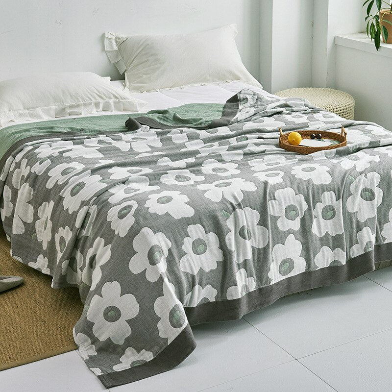 Soft Japanese Cotton Throw Blanket with Anti-Pilling Finish