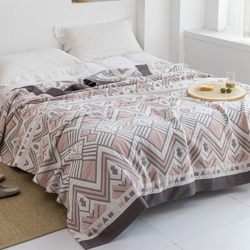 Soft Japanese Cotton Throw Blanket with Anti-Pilling Finish