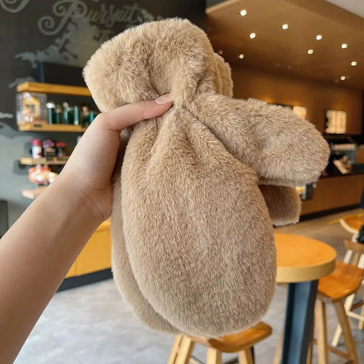 Fluffy Plush Mittens with Thick Lining for Cold Days