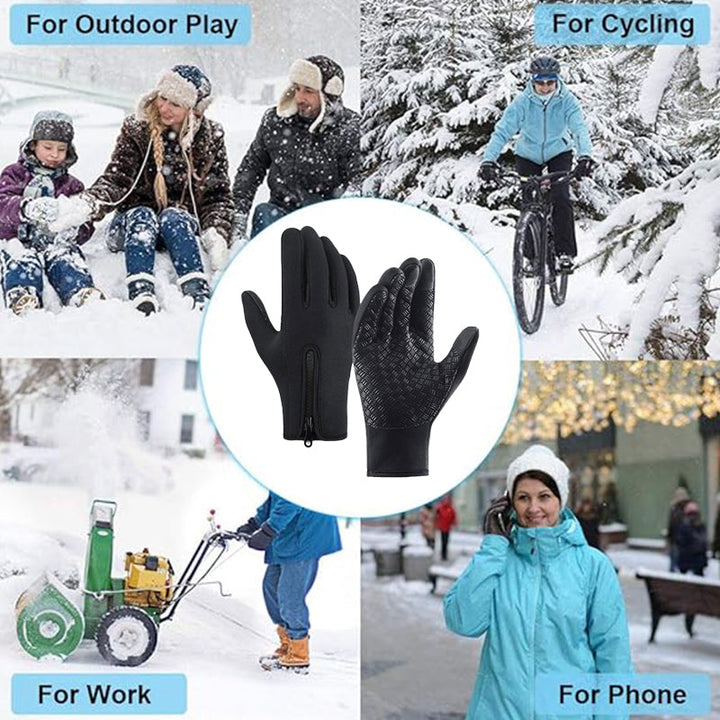 Warm Thermal Gloves with 3 Touchscreen Fingers and Zip Fit